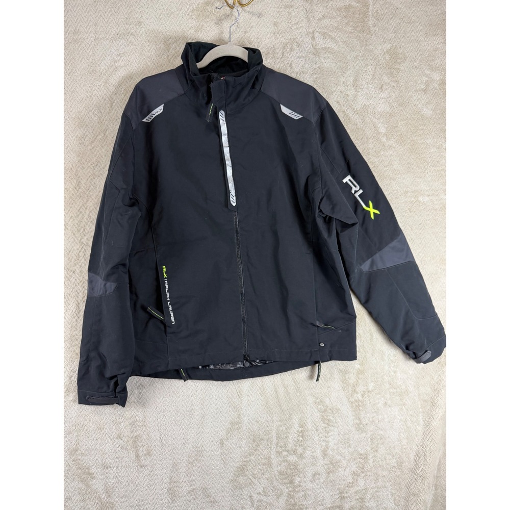 RLX Ralph Lauren Mens Black Technical Full Zip Performance Jacket Large RN 41381